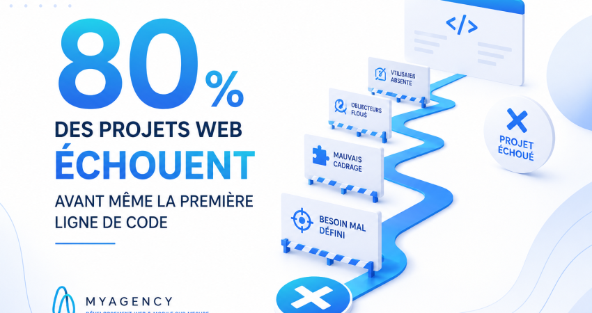 Illustration montrant pourquoi 80% des projets web échouent avant même la première ligne de code