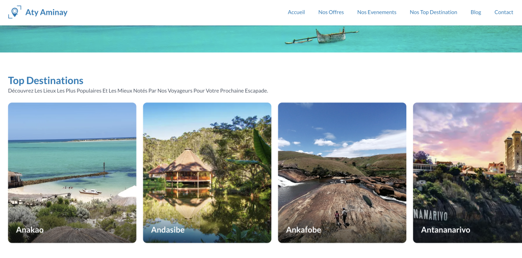 Création d’une plateforme touristique sur mesure — Cas client Aty Aminay