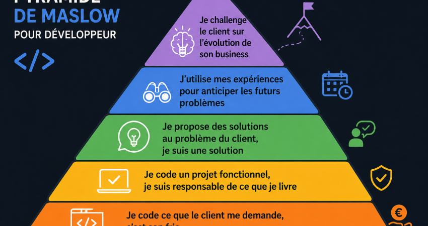 Pyramide de Maslow du développeur senior et évolution du rôle technique