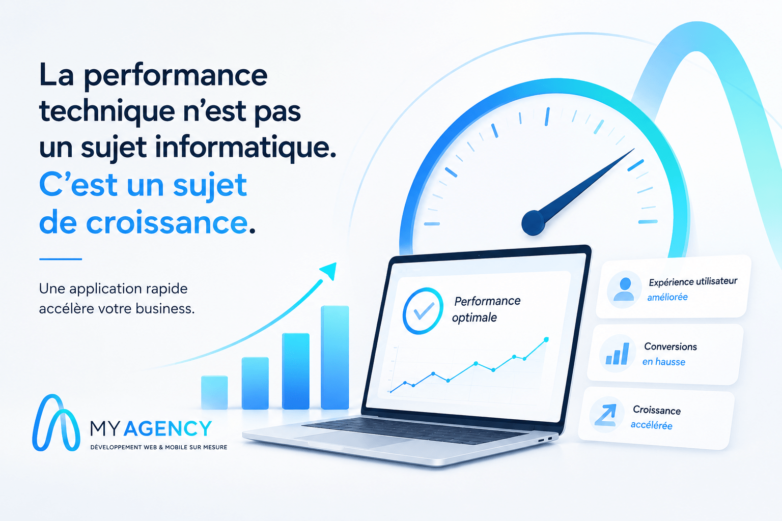 Une application web performante accélère la croissance de l'entreprise en améliorant les conversions, la productivité et l'expérience utilisateur.